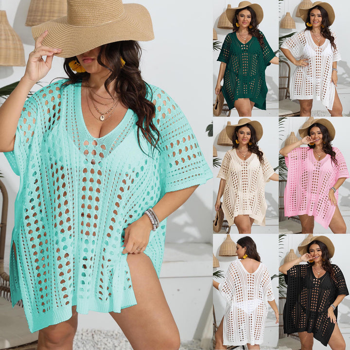 Ladies airy beach cover-up with decorative hole pattern Mune Fashion