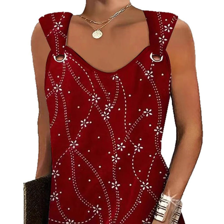 Women's sleeveless strap mini dress with decorative eyelets, floral dot pattern, and asymmetric hem Mune Fashion