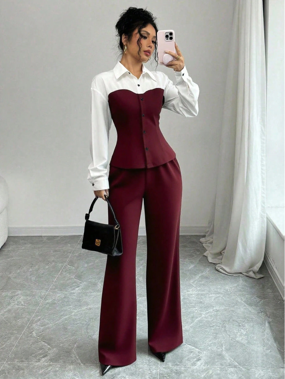 Women Elegant Blazer with High-Cut Pantsuit Mune Fashion