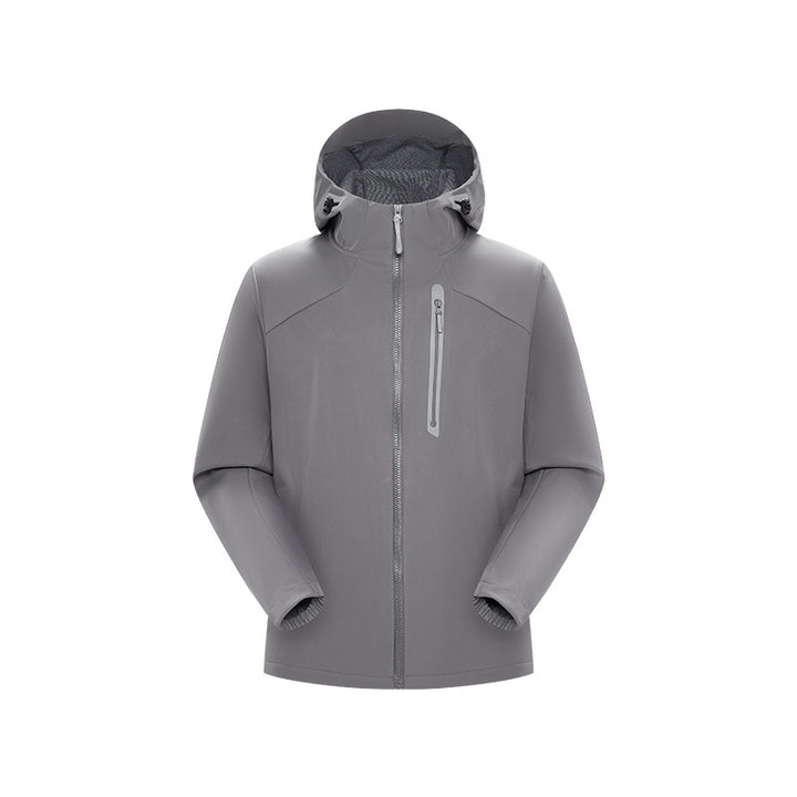 Men's Waterproof Softshell Outdoor Jacket with Adjustable Hood, Welded Zippers and Reflective Chest Pocket Drune