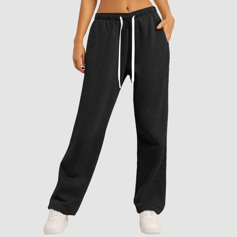 Women's casual lounge pants with straight leg extra long drawstring and deep crotch Mune Fashion