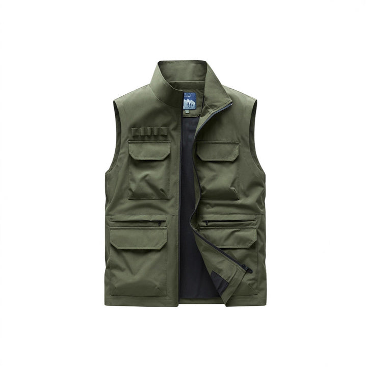 Men's Multifunctional Work Vest with Multiple Flap Pockets and Zipper Mune Fashion