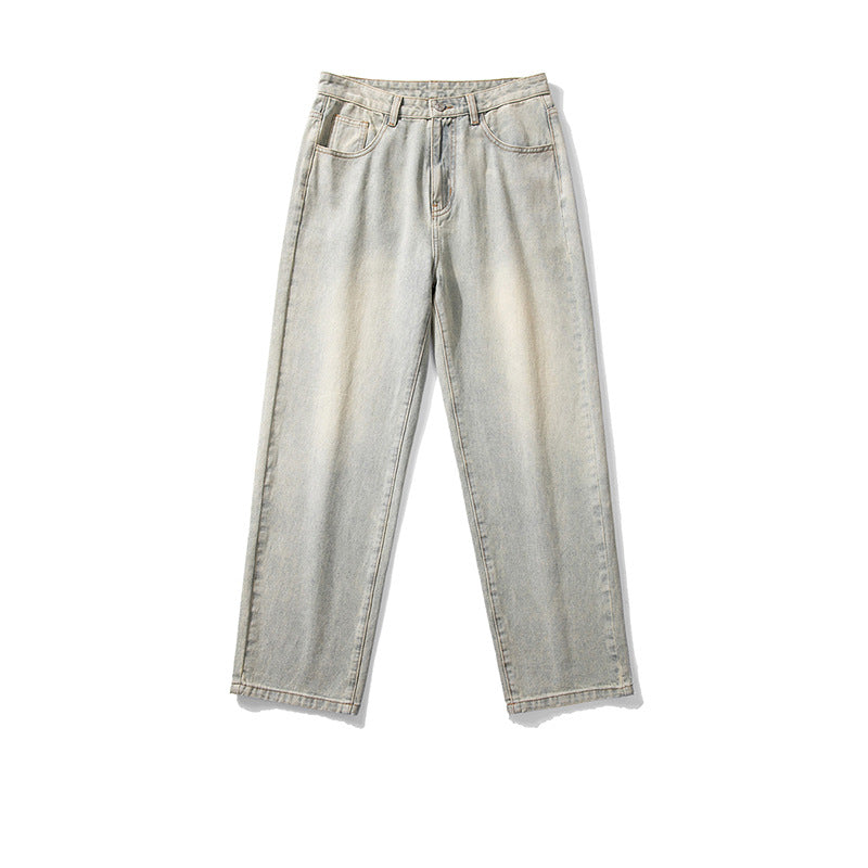 Men's Loose-Fit Straight-Relax Denim Pants with Extended Hem Mune Fashion
