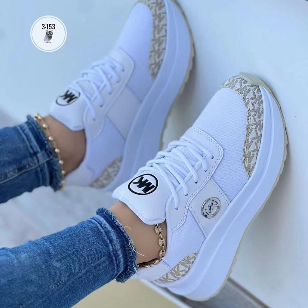Women’s Platform Sneaker with Breathable Mesh and Distinctive Logo Emblem Mune Fashion