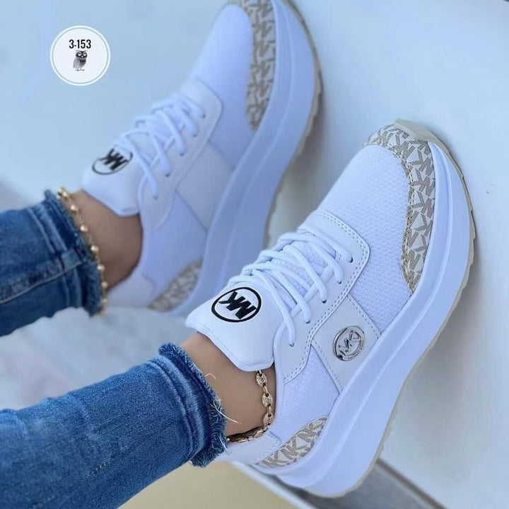 Women’s Platform Sneaker with Breathable Mesh and Distinctive Logo Emblem Mune Fashion