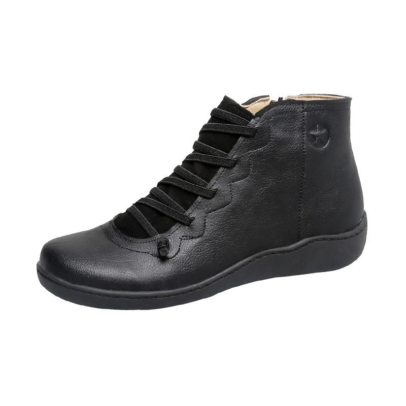 Men's high-cut leather sneaker with elastic lacing and ergonomic rubber sole Mune Fashion