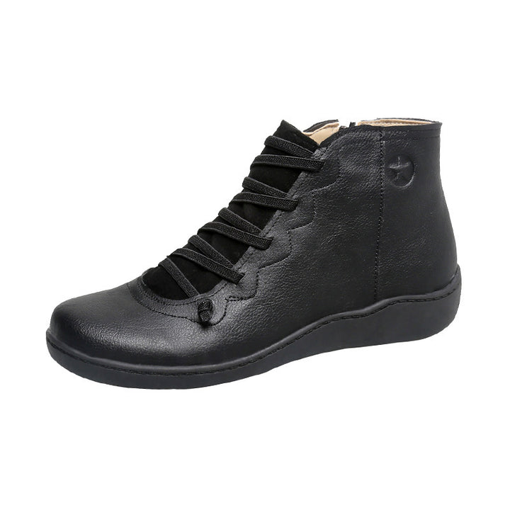 Men's high-cut leather sneaker with elastic lacing and ergonomic rubber sole Mune Fashion