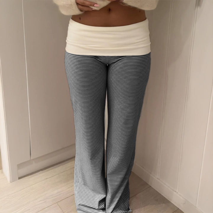 Women's wide Palazzo lounge pants with high waistband and elastic comfort stretch Mune Fashion