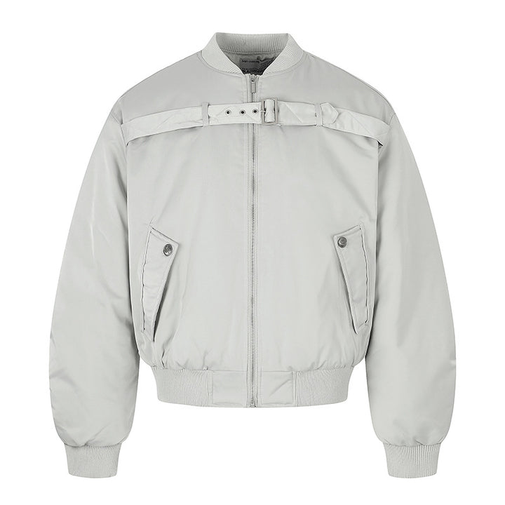 Men's short padded bomber jacket with wide belt detail and ribbed cuffs Mune Fashion