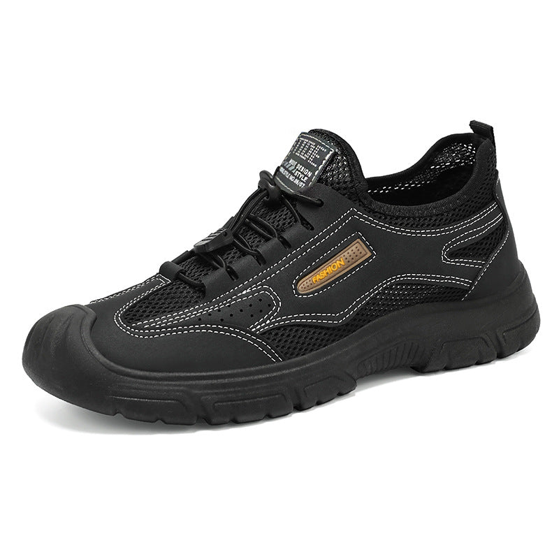 Men's sturdy mesh trekking shoe with reinforced rubber toe cap, quick-lace fastening, and grippy tread sole Mune Fashion