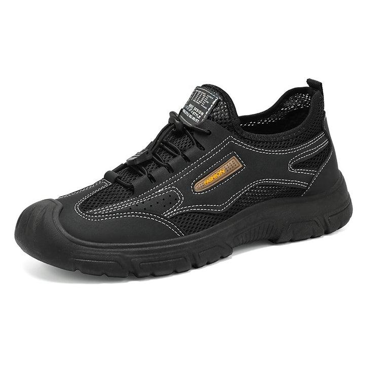 Men's sturdy mesh trekking shoe with reinforced rubber toe cap, quick-lace fastening, and grippy tread sole Mune Fashion