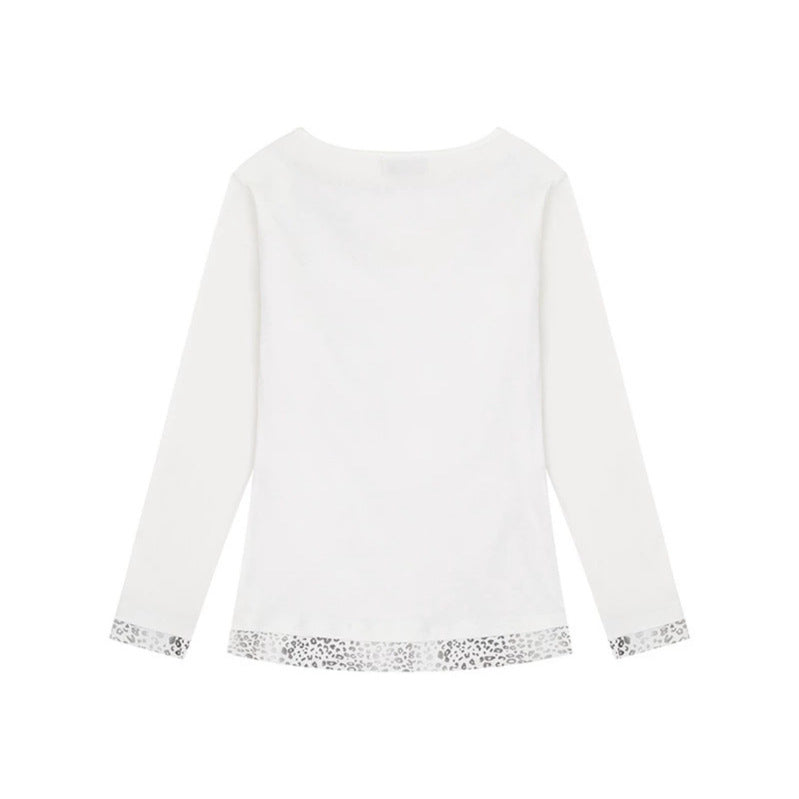 Women's Figure-Flattering Long Sleeve Shirt with Waterfall Draping and Animal Inside Lining Mune Fashion