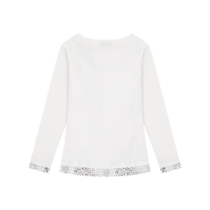 Women's Figure-Flattering Long Sleeve Shirt with Waterfall Draping and Animal Inside Lining Mune Fashion
