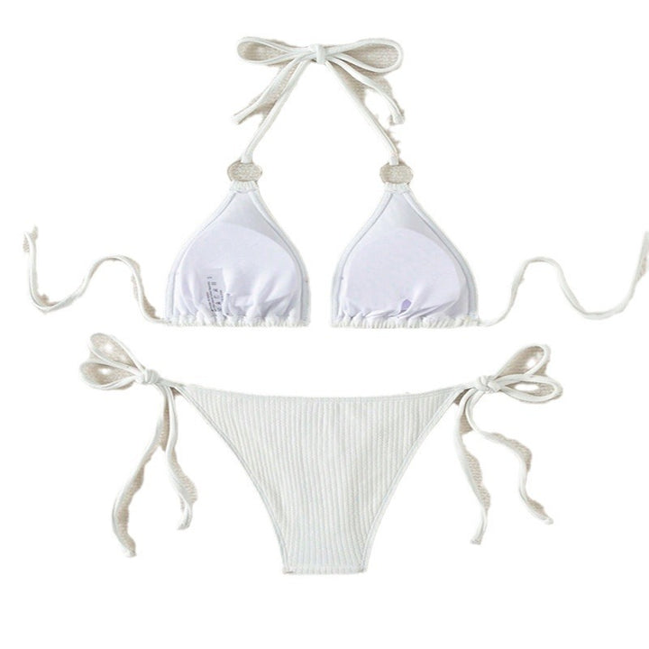 Women's triangle bikini with ring accents and adjustable ties Mune Fashion