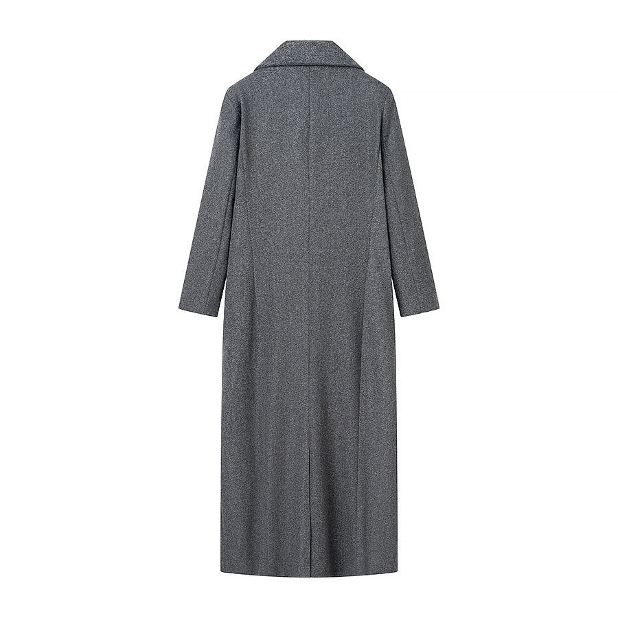 Women's Tailored Longline Cape Coat made of Wool Blend with Overlapping Cape Detail Mune Fashion