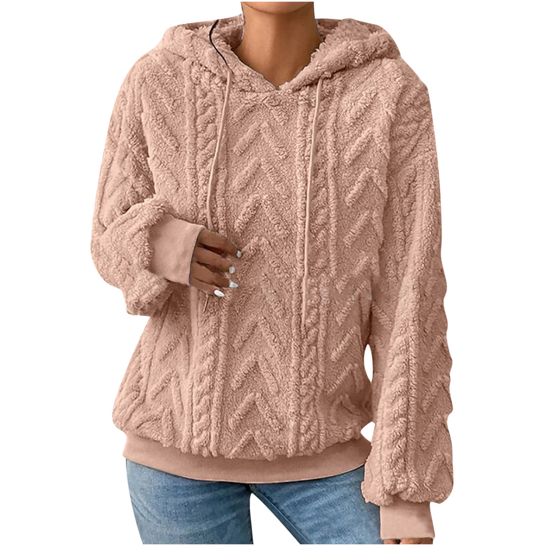 Women's hooded sweater with cable pattern, side pockets and ribbed cuffs Mune Fashion