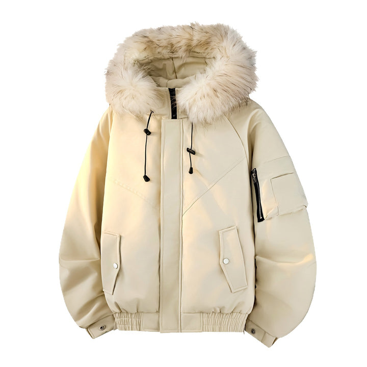 Men's Fashionable Winter Jacket with Removable Faux Fur Collar Mune Fashion
