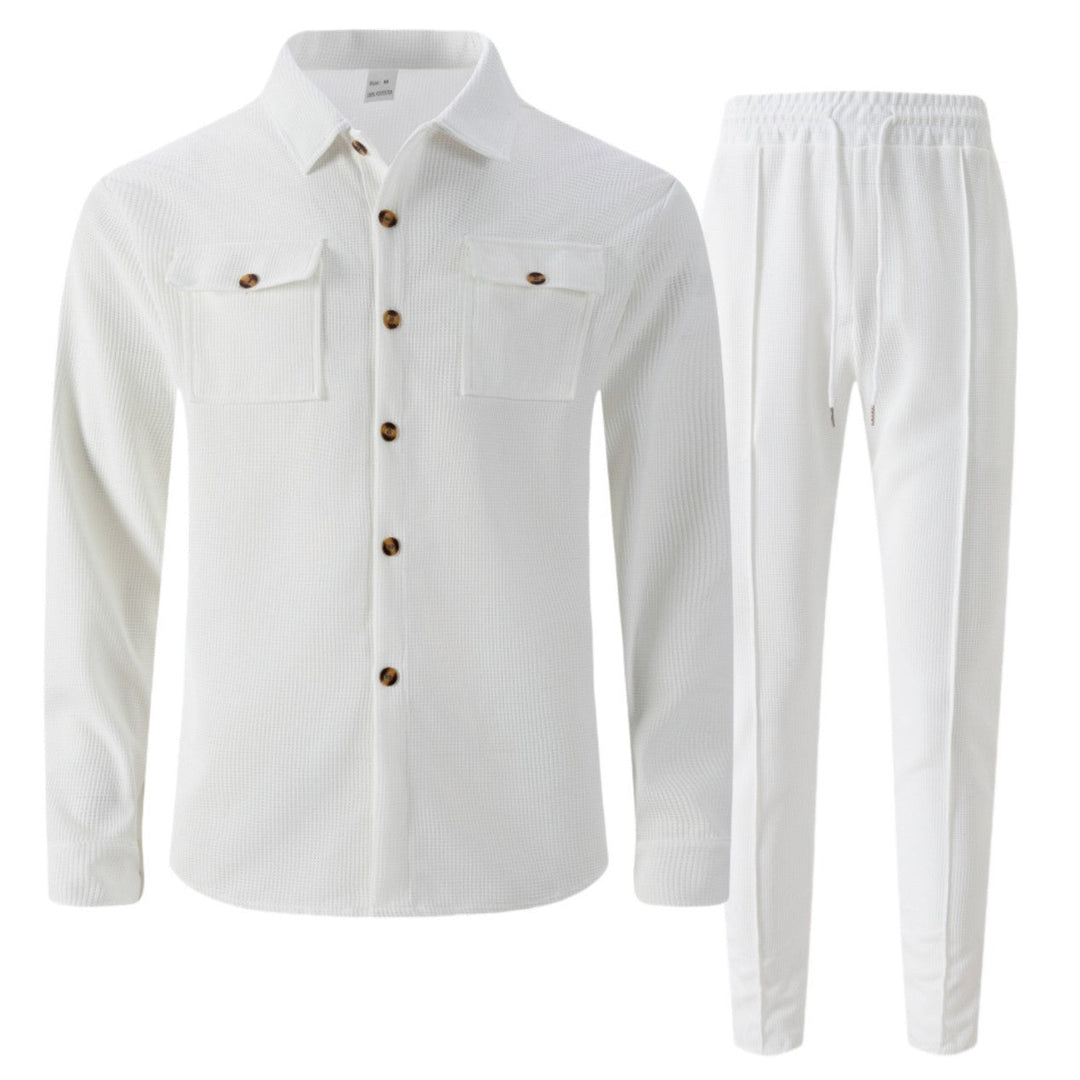 Men's Leisure Suit with Modern Check Pattern Mune