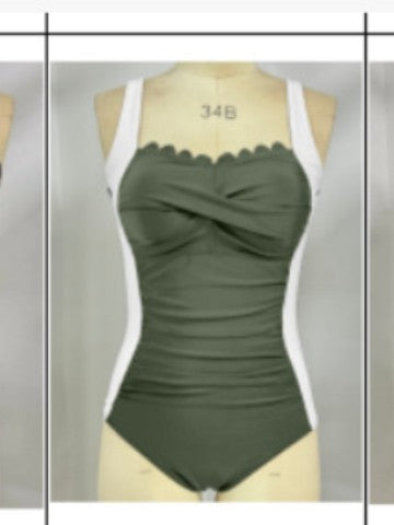 Ladies One-Piece Swimsuit with Decorative Pleats Mune Fashion