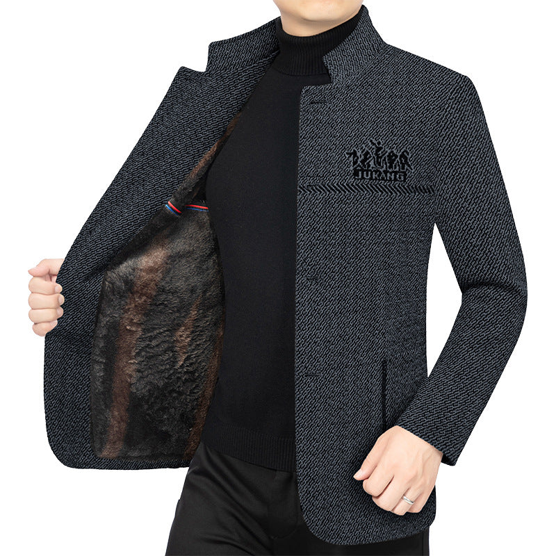 Men's wool coat with teddy lining, stand-up collar and slim silhouette Mune Fashion