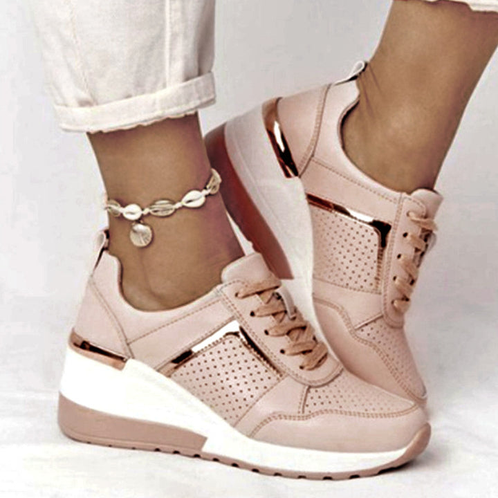 Women’s wedge sneakers with perforated upper material and metallic accent Mune Fashion