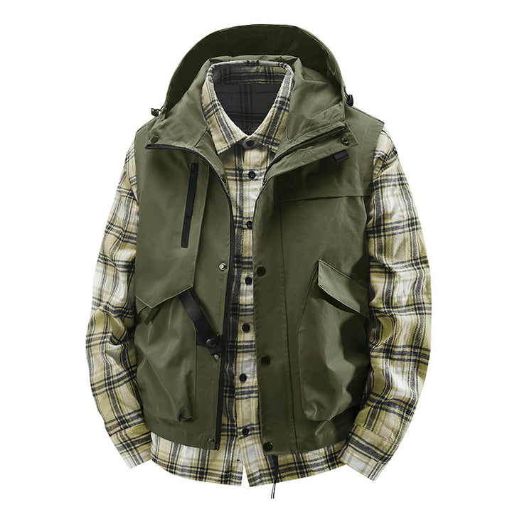 Men's utility vest with hood, water-repellent outer layer and multifunction pockets Mune Fashion