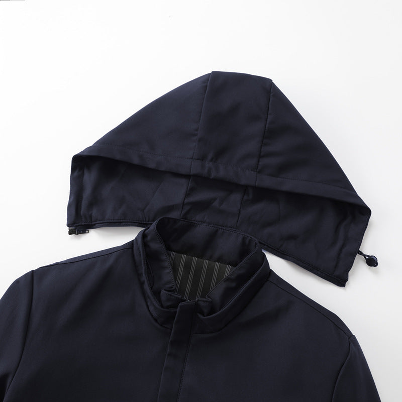 Men's Minimalistic Hooded Softshell Jacket with Sealed Zippers and Elastic Cuffs Mune Fashion