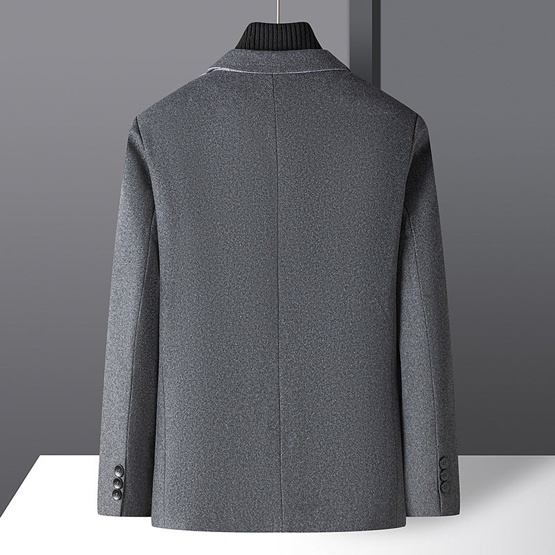 Men's Smart-Casual Short Blazer Made of Wool Blend with Patch Pockets and Light Thermal Lining Mune Fashion
