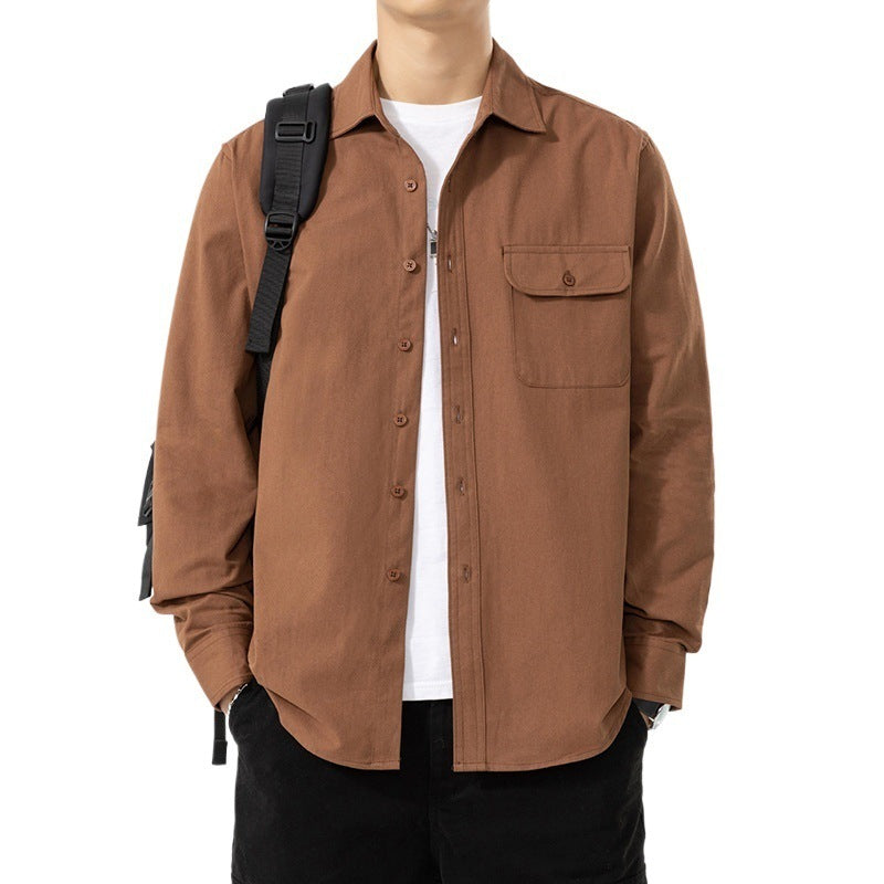Men's Casual Long Sleeve Shirt with Chest Pocket Mune Fashion