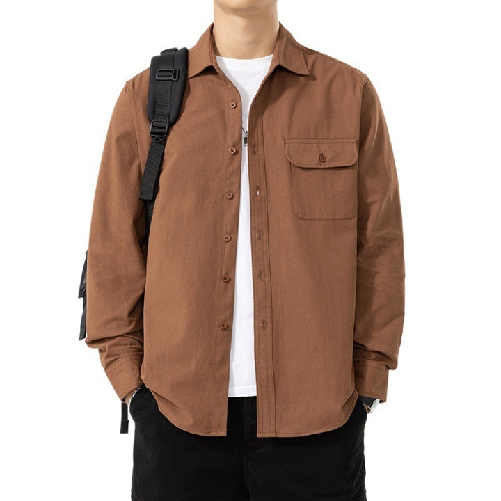 Men's Casual Long Sleeve Shirt with Chest Pocket Mune Fashion