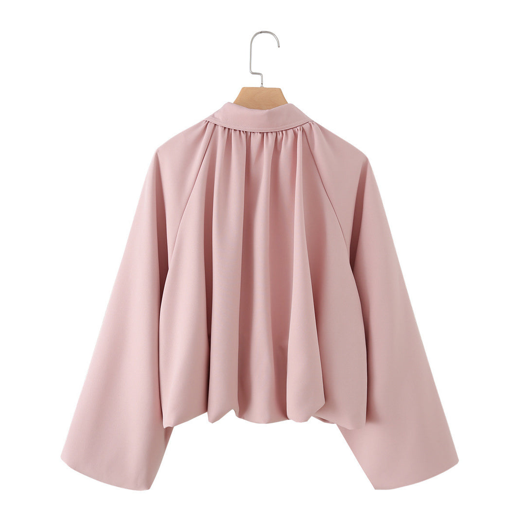 Women's short jacket with ruffled flounces, wide sleeves, and zipper Mune Fashion