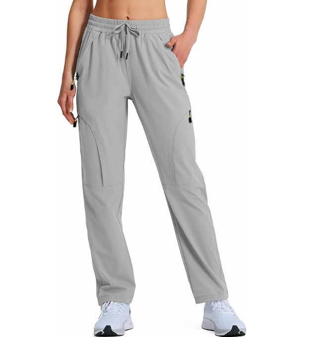 Women casual cargo pants with elastic waistband, drawstring, and zip pockets Mune Fashion