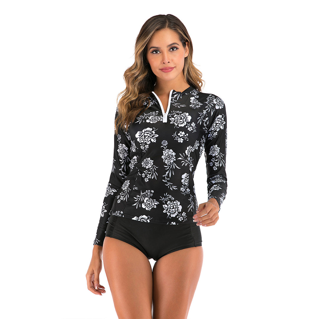 Women Long Sleeve Surf Suit with Floral Pattern Mune Fashion