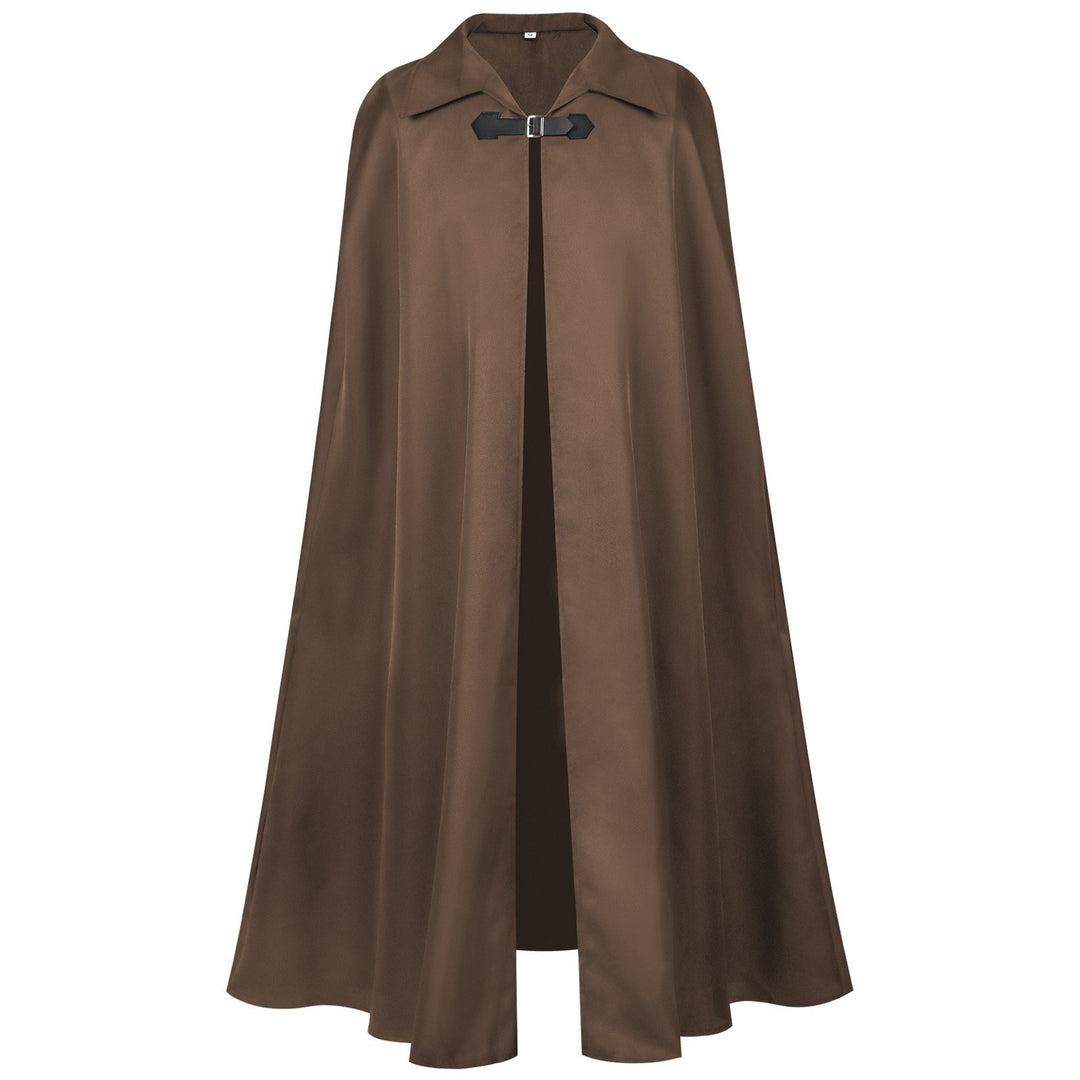 Unisex long hooded cape with wide drape, detachable shoulder cape and concealed tying system Mune Fashion