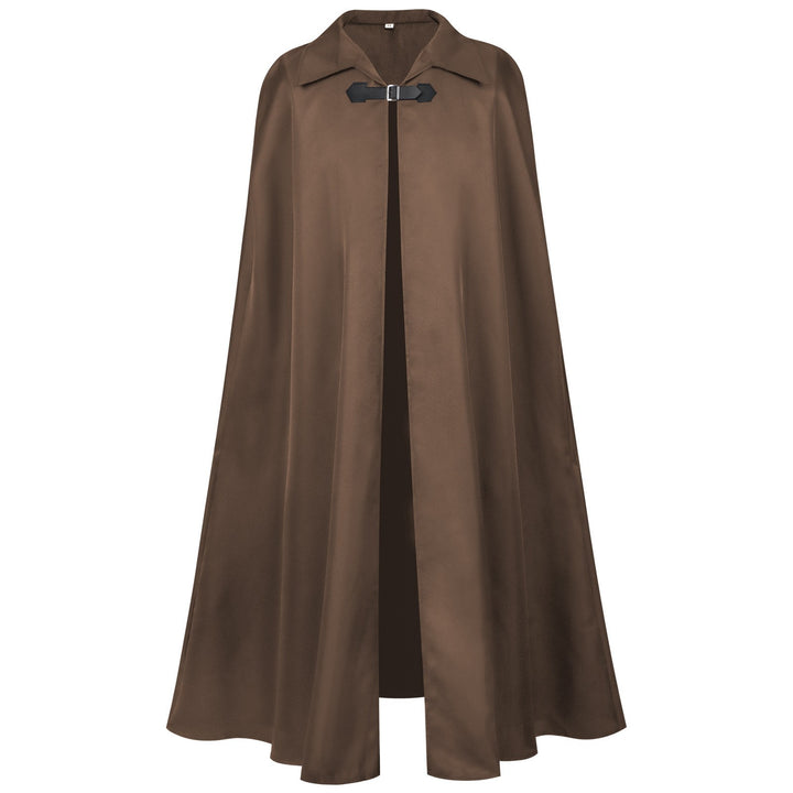 Unisex long hooded cape with wide drape, detachable shoulder cape and concealed tying system Mune Fashion