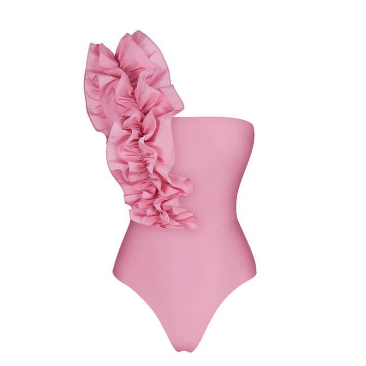 Women's One-Sided Ruffle Swimsuit Mune Fashion