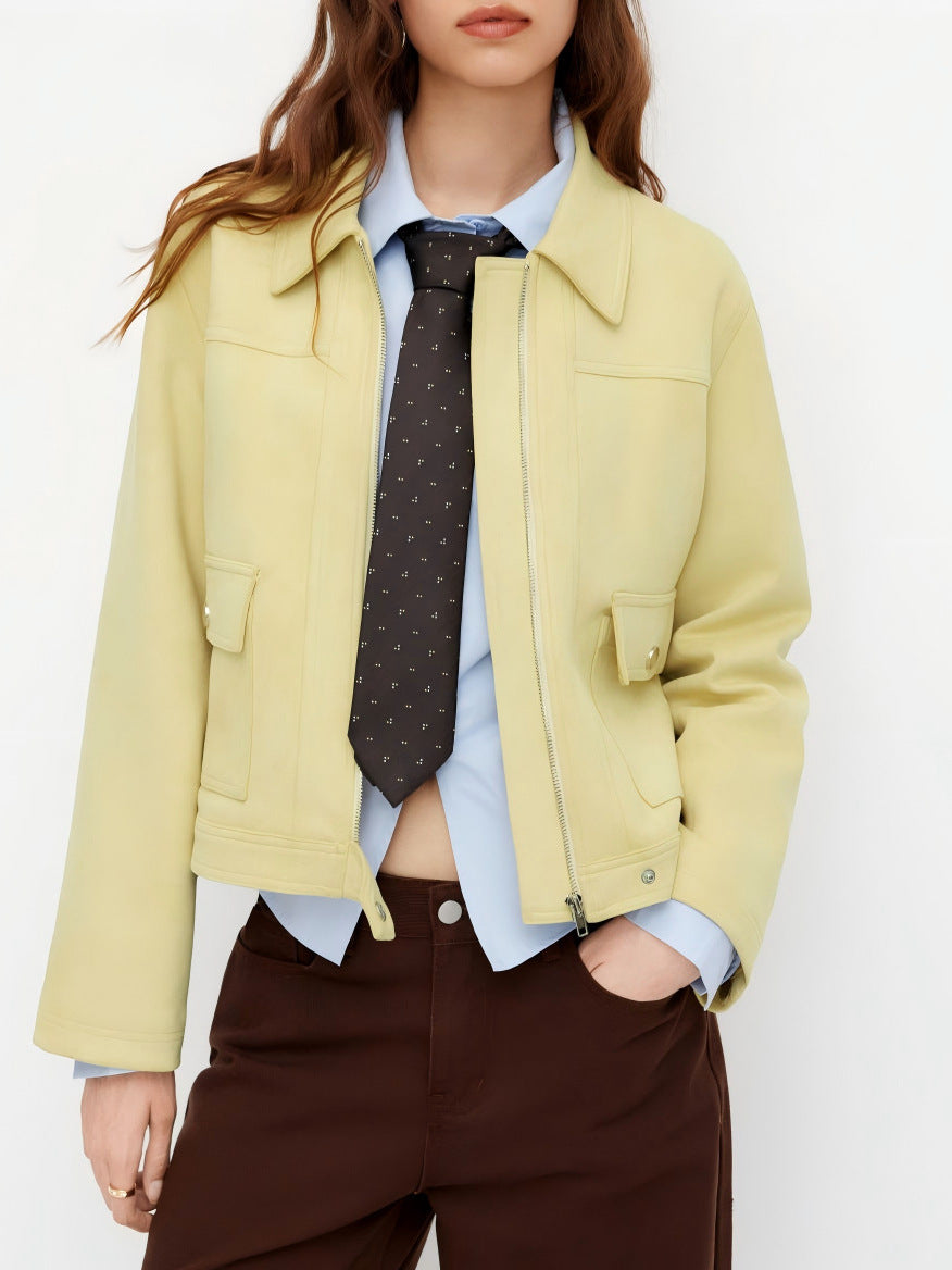 Women’s short jacket with zipper, shirt collar and flap pockets Drune