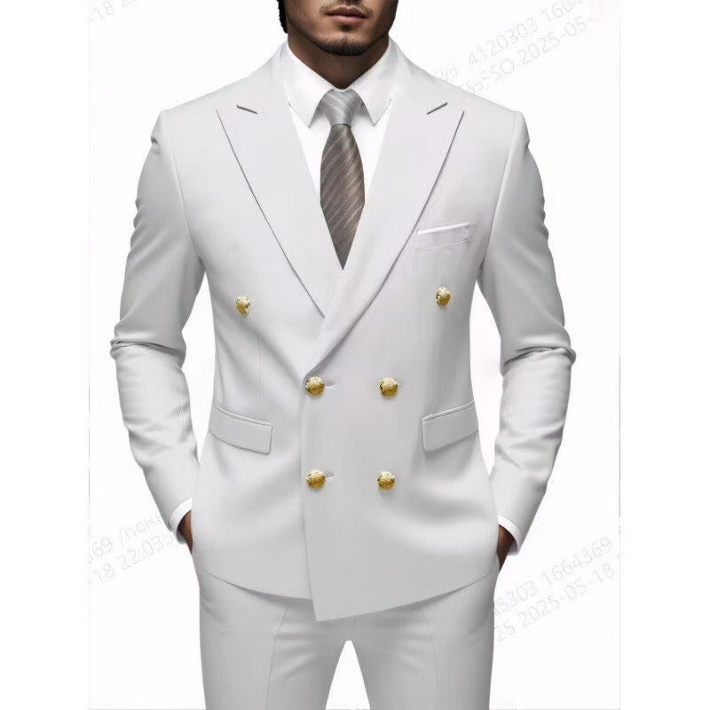 Men's double-breasted evening blazer with decorative buttons, slim silhouette and elegant finish Mune Fashion