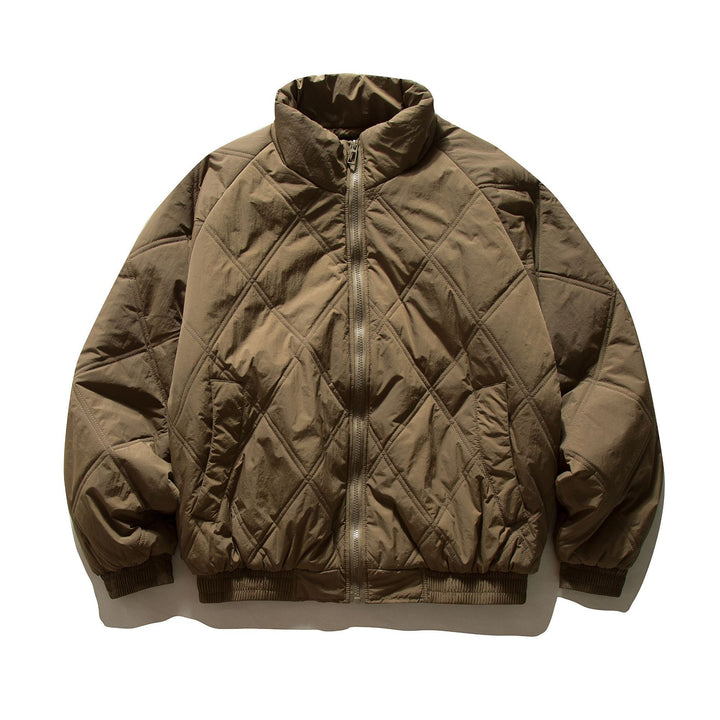 Unisex Boxy Padded Blouson with Diamond Quilting and High Funnel Collar Mune Fashion