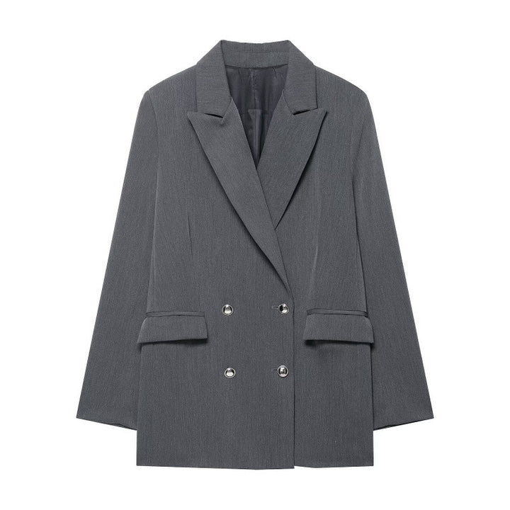 Women's oversized structured double-breasted blazer with wide lapels and patch pockets Mune Fashion