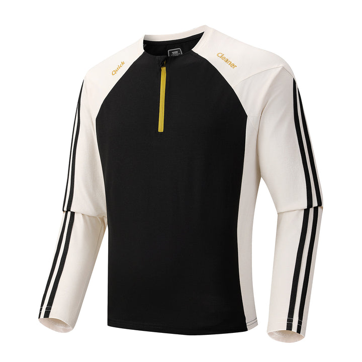 Men's Breathable Long Sleeve Training Shirt with Short Zipper and Raglan Sleeves Mune Fashion