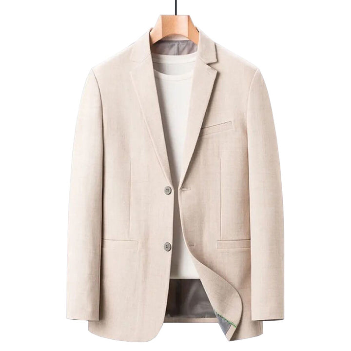 Men's Lightweight Unlined Blazer in Linen Look with Notch Lapel and Two-Button Closure Mune Fashion