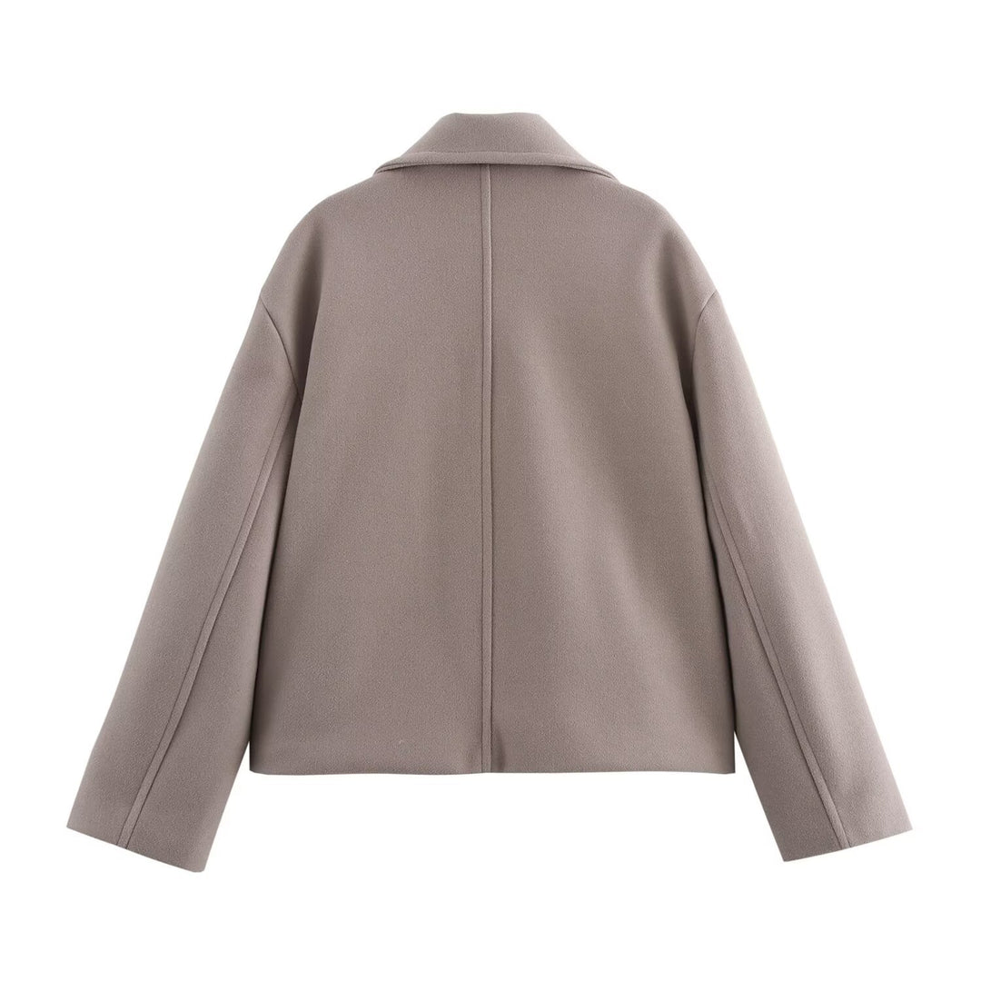Women's Double-Breasted Wool Blend Short Jacket in Boxy Cut Mune Fashion