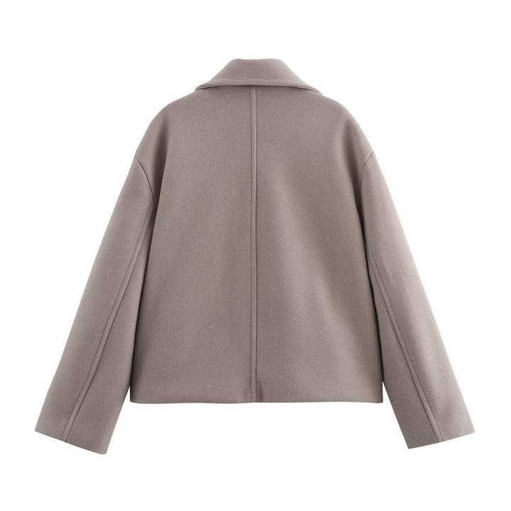 Women's Double-Breasted Wool Blend Short Jacket in Boxy Cut Mune Fashion