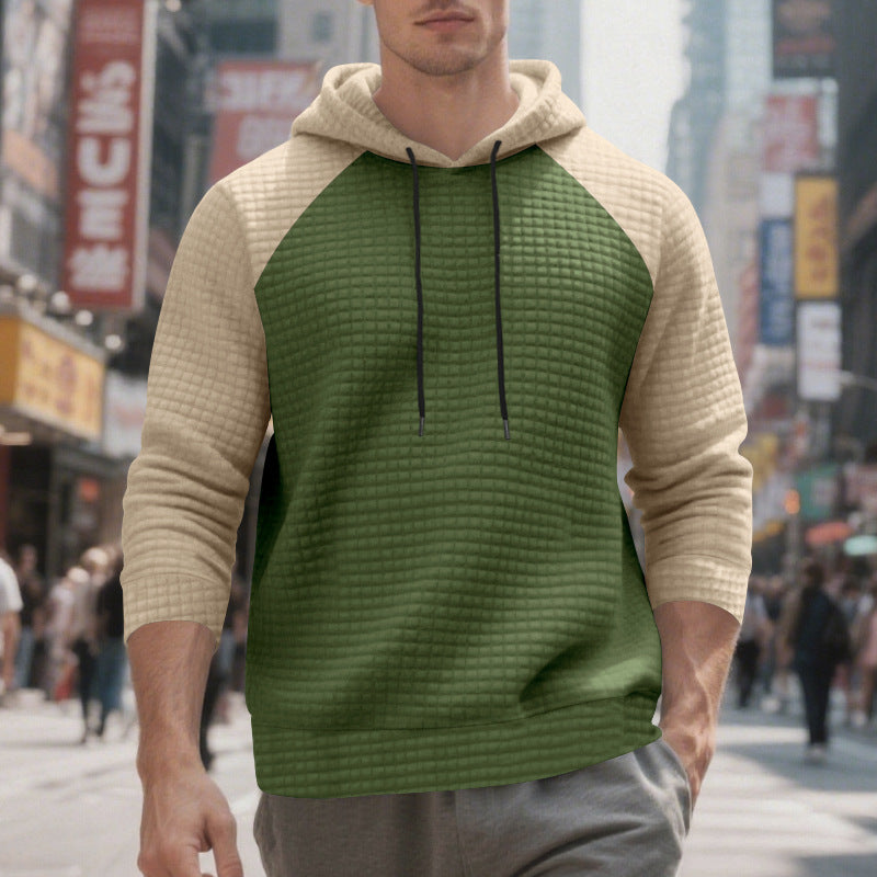 Men's quilted hoodie with raglan sleeves and drawstring Mune Fashion