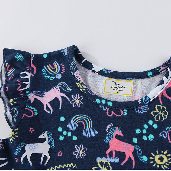 Girls leisure dress with sweet unicorn and flower motifs Mune Fashion