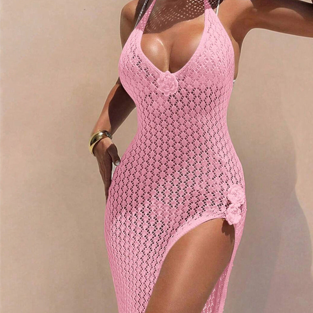 Women Crochet Stripe Beach Dress Mune Fashion
