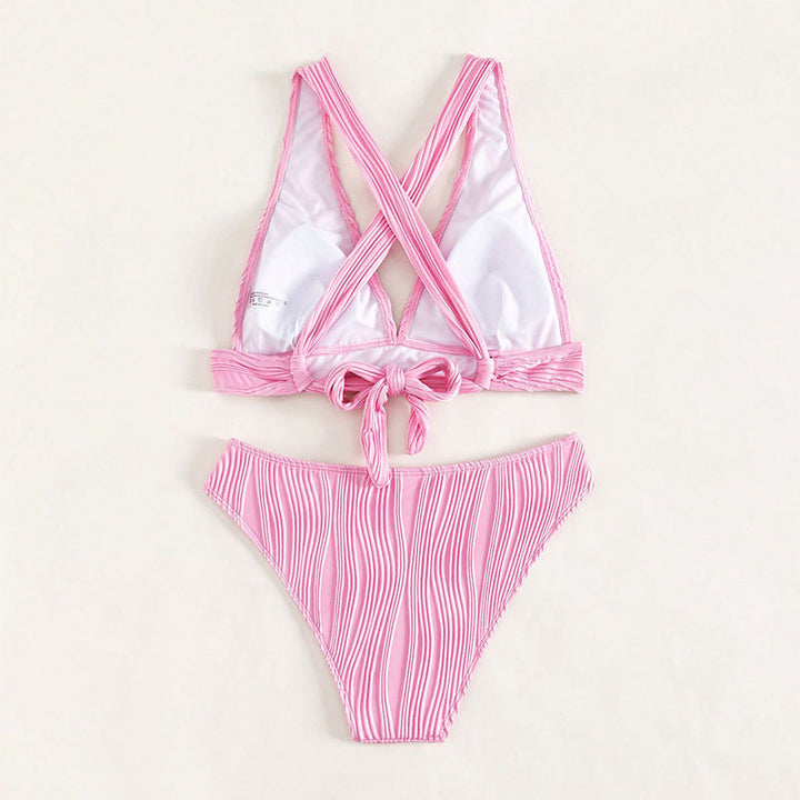 Women High Cut Bikini Set with Ribbed Design Mune Fashion