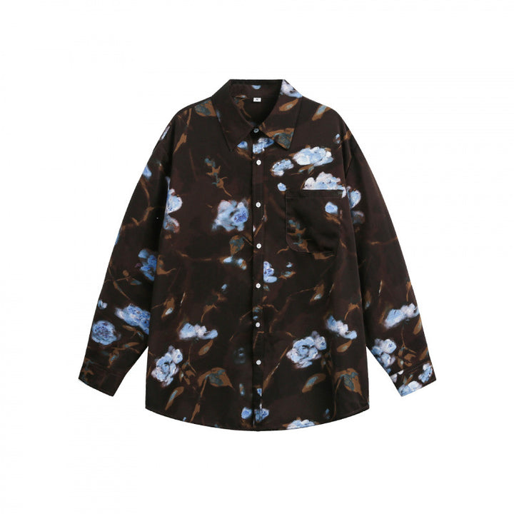 Unisex Oversize Shirt with floral print, boxy silhouette and chest pocket Mune Fashion