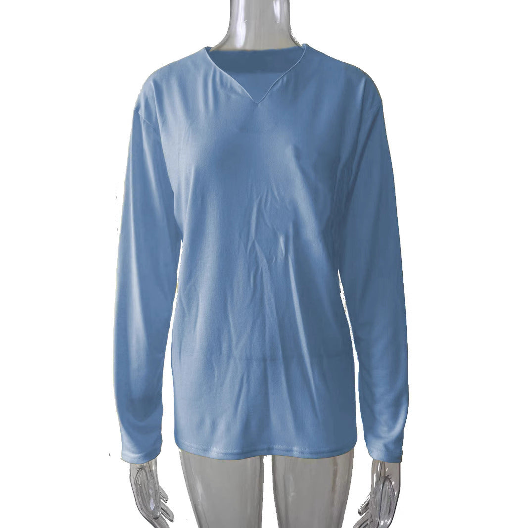 Women nan legeres Long-sleeve shirt with V-notch neckline, chest pocket, and relaxed oversized fit Mune Fashion